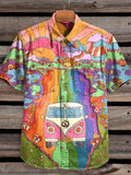 Unisex Vintage Hippie Vibes Print Casual Short Sleeves Shirt