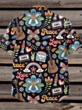 Unisex Vintage Hippie Vibes Pattern Print Casual Short Sleeves Shirt