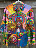 Vintage Hippie  Print Casual Shirt