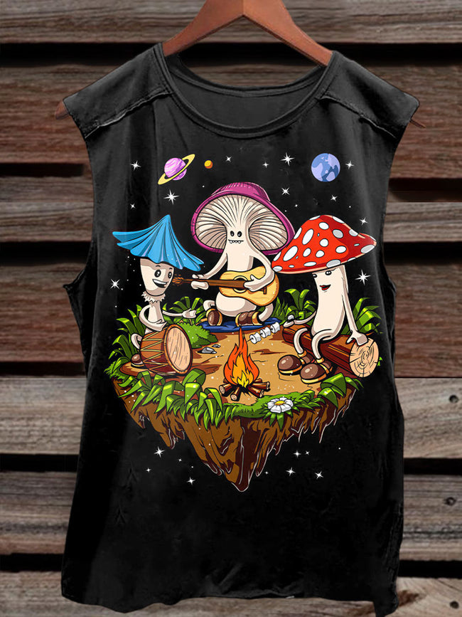 Unisex Hippies Mushrooms Graphic Print Tank Top