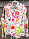 Vintage Hippie Flower  Print Casual Shirt