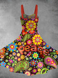 Vintage 1960s Psychedelic Flower Print Backless Dress