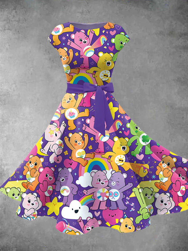 Women's Retro Cute Bear Midi Dress