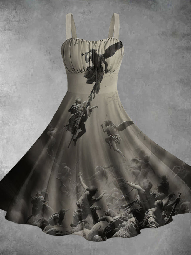 Vintage The end of world Print Backless Dress