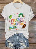 Retro Progress Over Perfection Print T-Shirt