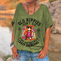 Women's Funny Old Hippies Don’t Die, They Just Fade Into Crazy Grandmas Casual V-Neck Shirts