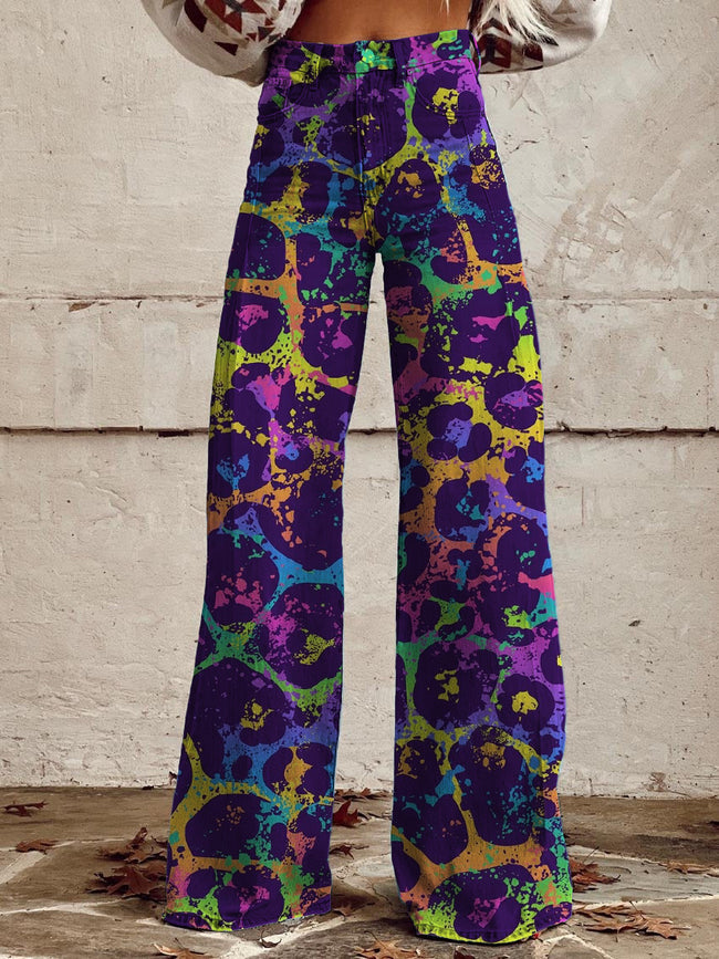 Women's Hippie Leopard Print Casual Wide Leg Pants