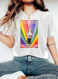 Pride Day Rainbow Color Element Kiss Whoever The Fuck You Want Print Casual T-shirt