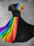 Women's Rainbow Collage Art Maxi Dress