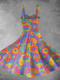 Vintage 1960s Hippie Floral Print Backless Dress