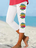 Buy 3 Get 10% OffWomen's Hippie Flowers Cropped Leggings
