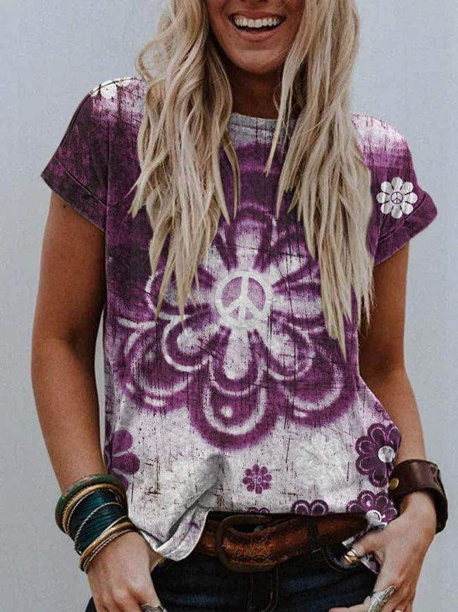 Buy 3 Get 10% OffWomen's Hippie Print T-Shirt