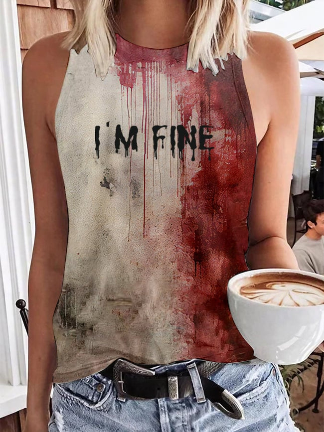 Women's Bloody I'm Fine Halloween Print Vest