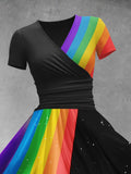 Women's Rainbow Collage Art Maxi Dress