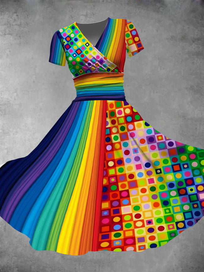 Women's Pride Day Colorful Rainbow Stripes Print Maxi Dress