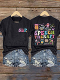 Retro Speech Therapy Teacher SLP Print T-Shirt