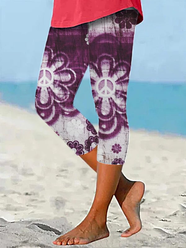 Buy 3 Get 10% OffWomen's Hippie Print Cropped Leggings