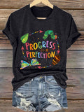 Retro Progress Over Perfection Print T-Shirt