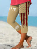 Women's Vintage Flag Independence Day Casual Leggings