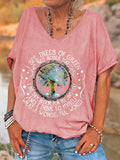 V-neck Hippie What A Wonderful World Print T-Shirt