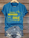 Retro Teaching Kindness Makes Me Smile Be Kind To Everyone Print T-Shirt