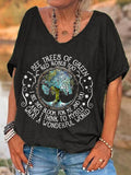 V-neck Hippie What A Wonderful World Print T-Shirt