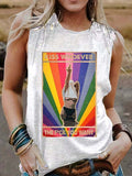 Pride Day Rainbow Color Element Kiss Whoever The Fuck You Want Print Casual Shirt