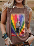 Pride Day Rainbow Color Element Kiss Whoever The Fuck You Want Print Casual Shirt