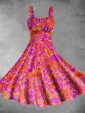 Vintage 1960s Hippie Floral Print Backless Dress
