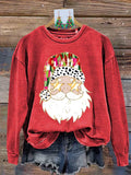 Retro Colorful Coquette Glitter Santa Christmas Print Sweatshirt