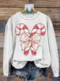 Retro Colorful Coquette Glitter Christmas Tree Print Sweatshirt