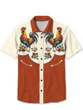 Vintage Animal ChickenPrint Casual 100% Cotton Shirt