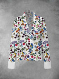 Women‘s Casual Natural Life Embroidery Print Stand Collar Cardigan