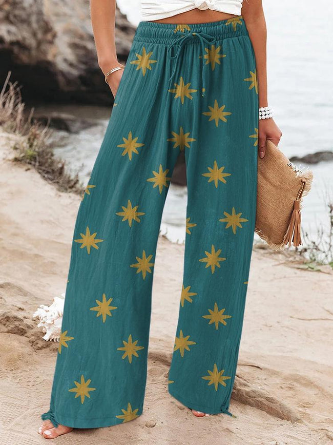 Women's Retro Our Lady of Guadalupe Stars Printed Casual Pants