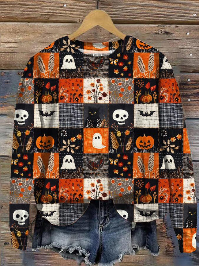 Vintage Ghost Halloween Print Sweatshirt