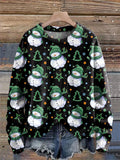 Christmas Snowman and Star Festive Print Knit Pullover Sweater