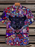 Unisex Vintage Hippie Vibes Graffiti Pattern Print Casual Short Sleeves Shirt