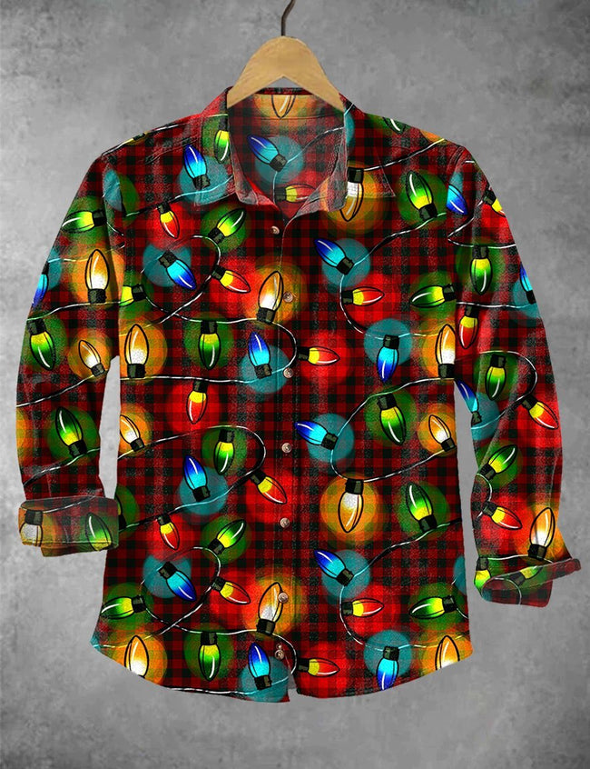 Vintage Christmas Light Plaid Print Casual Pullover Sweater