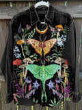 Vintage Wild Butterfly Flower Art Print Casual Shirt