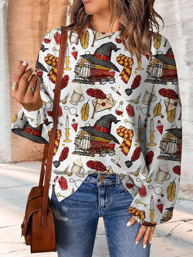 School of Magic and Magic Print Casual Knit Pullover Sweater