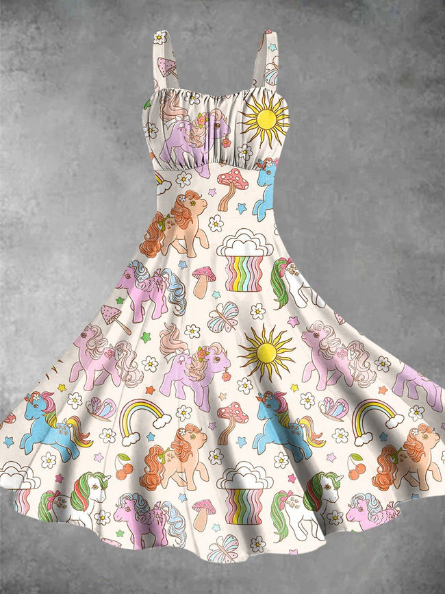 Vintage 1980s MLP Pony Print Backless Dress