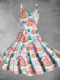 Women's Vintage Magic Academy Print Two-Piece Dress