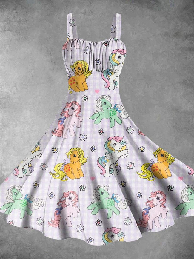 Vintage 1980s MLP Pony Print Backless Dress