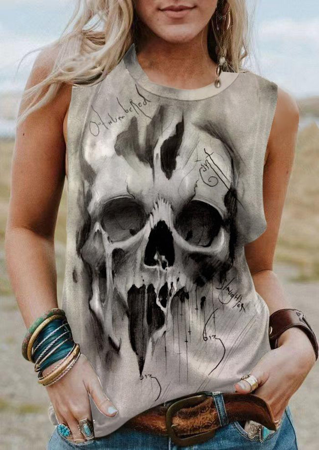 Vintage Skull Halloween Print Tank Top