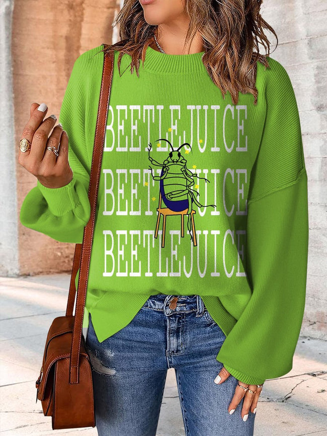 Colorful The Beatles Halloween Print Casual Knit Pullover Sweater