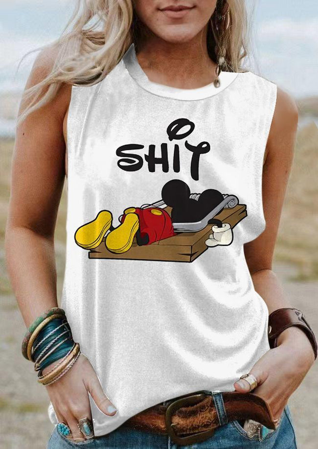 Funny Cartoon Print Tank Top