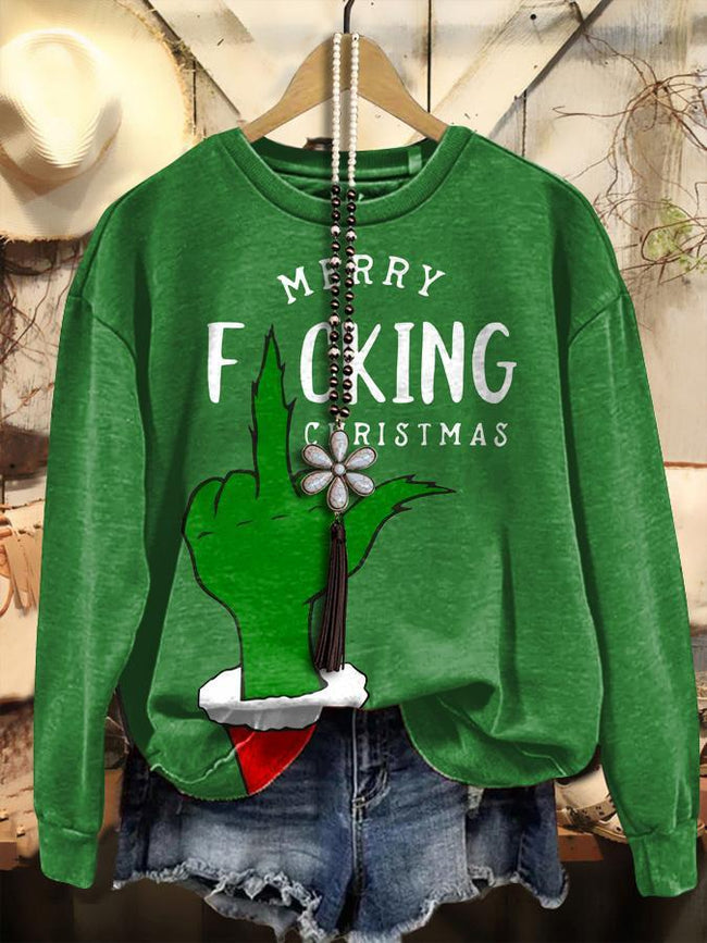 Vintage Fucking  Christmas Print Sweatshirt