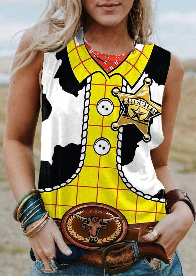 Cowboy Sheriff Print Tank Top