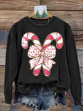 Retro Colorful Coquette Glitter Christmas Tree Print Sweatshirt