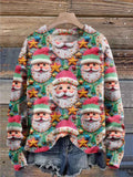 Santa Sweater Christmas Print Knit Pullover Sweater